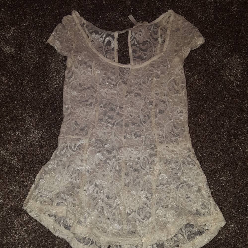 Cream lace sheer top